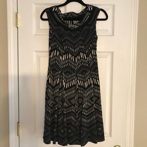 Danny & Nicole Black and Cream Sleeveless Midi Dress